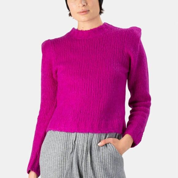 NAADAM Cashmere Structured Shoulder Sweater Fuchsia Purple Pink {N44} - Picture 3 of 4